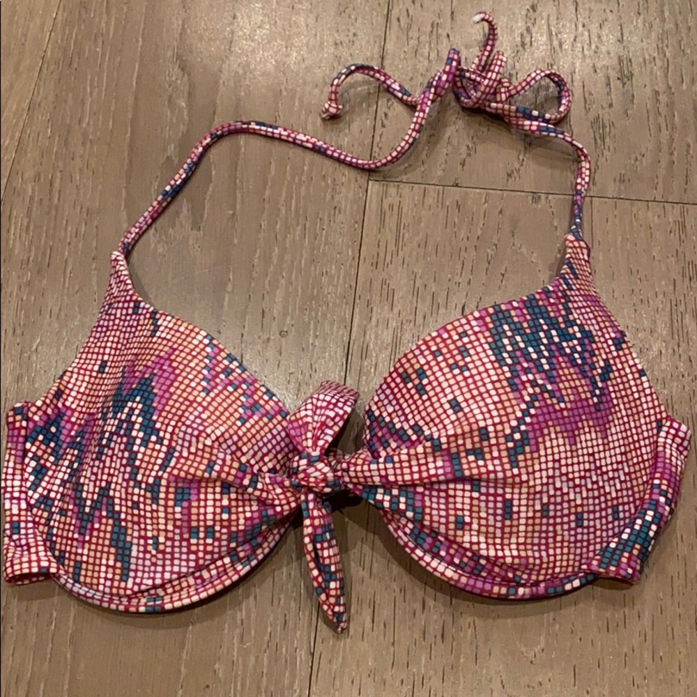 LSPACE Patterned Tie Bikini Top sz M